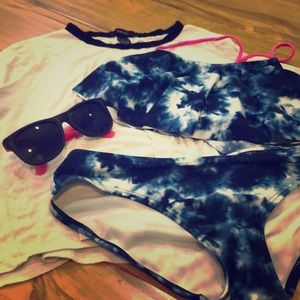 Blue and white tie dye bikini for girls
